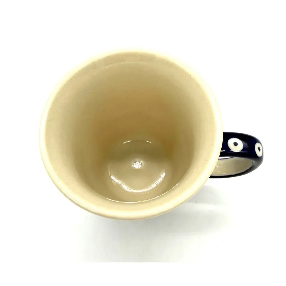 Polish Pottery Blue Dotted Mug with 